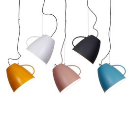 Nordic modern simple Teacup model pendant lamp Colourful macaron metal lampshade hanging lamp round kids room foyer bedroom lighting fixture