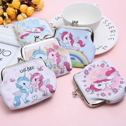 Girls Purses Cartoon Pattern Cute Flamingo Key Buckle Bag Small Volume PU Zero Wallet Home Storage