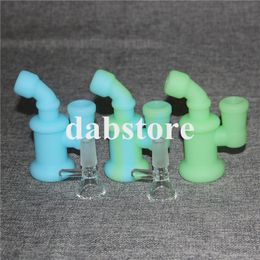 Glow in dark Silicone Bong Water Pipes Silicone Oil Rigs mini bubbler bongs Hookahs dabber tools