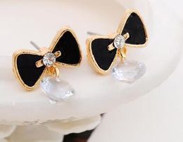 new hotEuropean and American fashion allergy resistant ear nail fashion simple bow zircon ear nail fashion classic exquisite