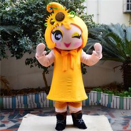 Hot 2018 Sale Pretty Sun Flower Girl Mascot Costume , Free Shipping