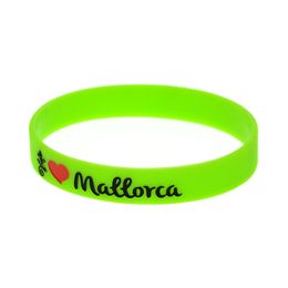 100PCS Love Mallorca Silicone Rubber Bracelet Fashion Decoration Logo Green Adult Size for Tourist Souvenirs Gift