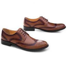 Fashion Black / brown oxfords shoes mens dress shoes genuine leather formal wedding shoes mens business shoe