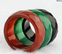Agate Jade Ring Men's and Women's Multi-faceted Chalcedony Jade Ring Red Green Black Middle Fingers Thumbs Up free shipping