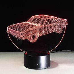 Novelty led light Car 3D Visual Night Light 7 Colors Changeable Desk Lamp Gifts #R21