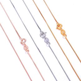 Martick Genuine 925 Sterling Silver Box Chain For Woman 40cm/45cm Chain Necklace Gold/Rose Gold Colour Collar GSC3