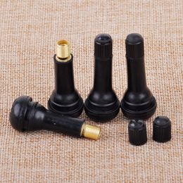 Car Auto TR414 Snap In Tyre Valves Tyre Valve Tubeless Rubber Black Wheel Stem With Dust Caps For Truck Bike