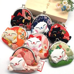 Coin Bag Purse Japan Japanese Kimono Cat Fish Coin Purse Lucky Wallet Storage Bags Make Up Bags Case