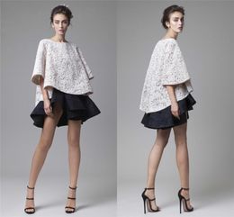 Krikor Jabotian Prom Dresses Two Pieces Evening Gowns With Sleeves Short High Low Plus Size Party Cocktail Dress