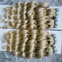 Loose Wave Tape In Human Hair Extension 200g 100% Real Remy Human Tape in Hair Extensions Blonde 80PCS Seamless Skin Weft Hair Salon