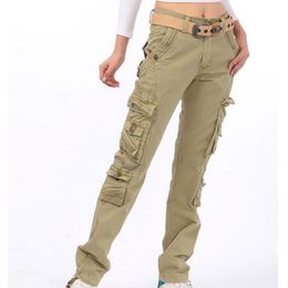 New Women's cotton Cargo Pants Leisure Trousers more Pocket pants Size 28-38