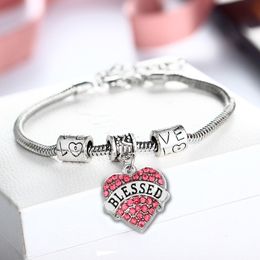 2018 fashion alloy, diamond heart bracelets, Mom Daughter Grandma Believe Faith Hope best friend wristband women's bracelets