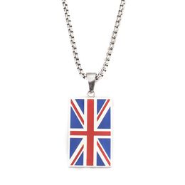 Stainless Steel Trendy UK Flag Pendant Valentines Day Men Rectangle Women Heart Shaped UK the Union Jack Flag Jewelry