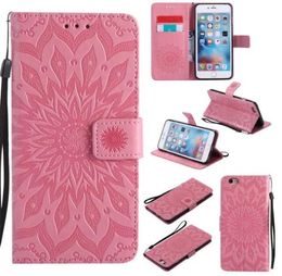 Mandala Blume Geprägte Flip Wallet Ledertasche für iPhone XS Max XR X 8 7 6 6 S Plus Samsung S8 S9 S10 Plus Lite Note 8 9