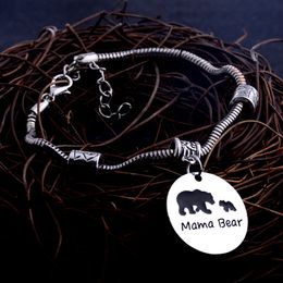baby bear bracelet UK - Mama Bear Bracelets Women Vintage Mama Bear Charm Bracelet 1 2 3 Cubs Babies Snake Chain Birthday Gift Baby Bear Pendant