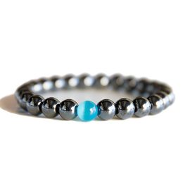 1 Pcs Black Cool Magnetic Bracelet Beads Hematite Stone Therapy Health Care Magnet Hematite Beads Bracelet Men's Jewellery