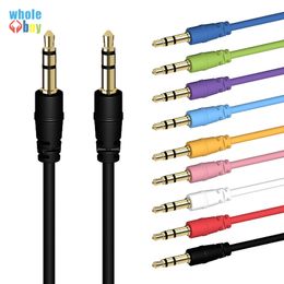 Cheap good gift Aux Cable Male to Male Audio Cable colorful Car Audio 3 5mm Jack Plug AUX Cable For Headphone MP3 Disposable 500pcs/lot