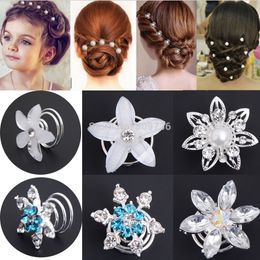 12 mariage bal argent perle cheveux fleur bobines spirales twists pin