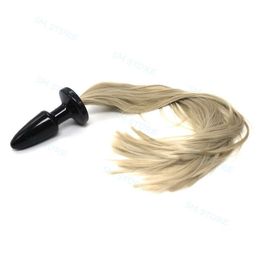 Anal Toys Brown Horse Tail Whip Black Pony Plug Cosplay Animal PET Game Toy Insert Role #G94