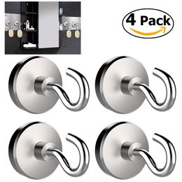 4pcs 40LB Magnetic Hooks Neodymium Hanging Storage Hook Holder Set for Refrigerator