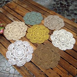 Handmade Cotton Lace Mat Round Tableware Pad 20cm Cup Colourful Crochet Weave Coasters For Vase Decoration 1 6jy BY