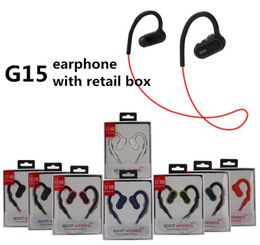 G15 wireless headphones G15 earphone G15 bluetooth stereo sport headsets waterproof in ear hook wireless earbuds with mic and retail box