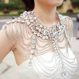 Rhinestone Crystal Bridal Handmade Wedding Shoulder Halter Necklace Imitation Women Pageant Party Prom Jewellery