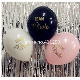 12pcs/lot Team Bride balloon Hens Party black white pink balloons with golden glitter writting Wedding Balloons