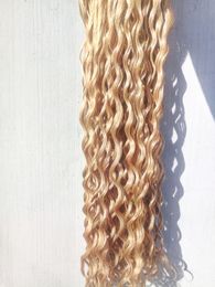 Brazilian Human Virgin Deep Curly Hair Extensions Remy Dark Blonde 27# Color Hair Weft 2-3Bundles For Full Head