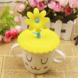 Cute Anti-dust Silicone Saplings Cup Cover Coffee Cup Suction Seal Lid Cap Silicone Airtight Lovely Cup Lid Novelty Preferred