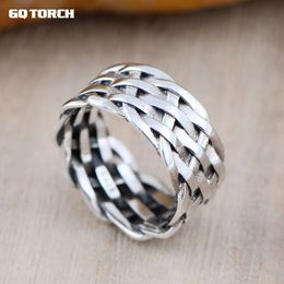 Genuine 925 Sterling Silver Rings For Women And Men Braided Ring Vintage Punk Fine Jewelry D18111405