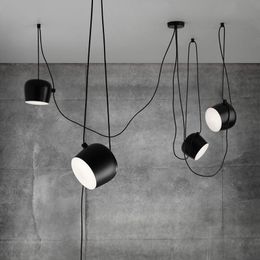 -Fumat Moderne Mode Creative Mode DIY AIM Lampe Lumière d'intérieur Couverture Acrylique Blanc Blanc En fer noir Souchail Pendentif Light Cafe Suspension Luminaire