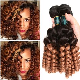 Aunty Funmi #1B/30 Medium Auburn Ombre Virgin Brazilian Hair Weave Bundles Romance Curls Ombre Reddish Brown Human Hair 3Pcs Bundle Deals