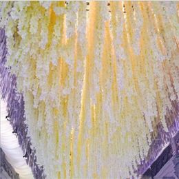 Upscale Artificial Silk Wisteria Flowers For DIY Wedding Arch Square Rattan Simulation Flowers Home Wall Hanging Decor