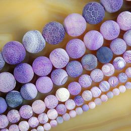 8mm wholesale Purple Frosted Agates Onyx Round Loose Beads For Jewellery Making 15 inch Pick Size 6/8/10/12/14 mm Diy Bracelet