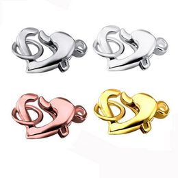 925 Sterling Silver Heart Shape Spring Clasp With Ring Set Chain Buckle Connector For Necklace Bracelet Jewellery Accessory 5pcs/lot