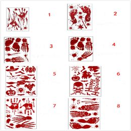 halloween blood foot sticker bloody handprints footprints stickers Window Wall Clings Decals Stickers Supplies for Halloween Vampire Zombie