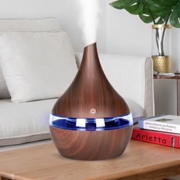 300 ml Ultraschall-Aroma-Diffusor-Luftbefeuchter Holzmaserung Mute Cool Mist Maker für Büro, Zuhause, Schlafzimmer, Diffusor für ätherische Öle