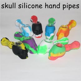 Glass Rigs silicone smoking Hand Spoon Pipe Hookah Bongs silicon oil dab rig with dabber wax tool