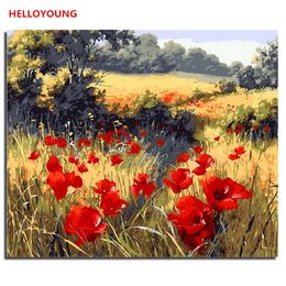 Wildflowers are in full bloom Digital Painting Handpainted Oil Painting by numbers oil paintings chinese scroll paintings