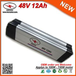 Cheap Price 700W Silver Fish Battery 12Ah Li-Ion 48VElectric Bike Lithium Battery Packs with BMS Charger in 18650 2000mAh Cells