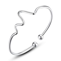 New Romantic Heart Beat ECG Cuff Bangles For Women Jewellery women bracelets fashion bracelet drop ship