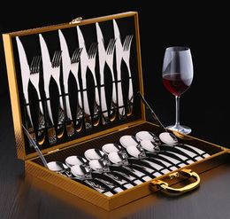 Stainless Steel Cutlery Set Knife Fork and Spoon Dinnerware Set with Gift Box Creative Christmas Gift