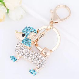 New Fashion Creative Crystal Sheep Keychain Cute Cartoon Animal Car Key Ring Female Bags Pendant Accessories Key Chains Jewellery