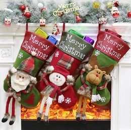 Creative Large Size Christmas stocking children party candy bags sock gift bag Xmas Tree Ornaments home Christmas decoration festive supplies