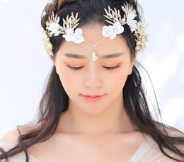 2018 bride's head ornaments silk yarn white water drill wedding dress accessories