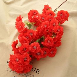 Fake Long Stem Cherry Flower Simulation Cherry Blossoms for Wedding Home Showcase Decorative Artificial Flowers