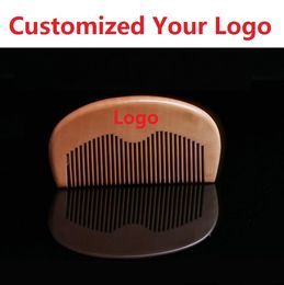 Customized Your LOGO Combs Engraved Logo Natural Wood Comb Beard Comb Wooden Comb Carve Your Name Mens Grooming Business Promotion Gifts