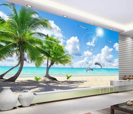 Custom 3D Wallpaper Painting Home Decor Wall Murals Living Room Bedroom Brick Wallpaper Coconut tree landscape Photo Wallpaper 3D