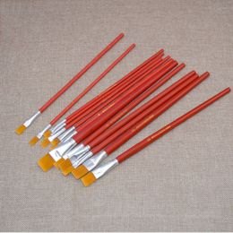 Pennello Per Pittura Creativa Nuovo Penne Per Pittura Ad Olio Asta Rossa Nylon Capelli Strumento Per Pittura Per Bambini Pennello Per Studenti